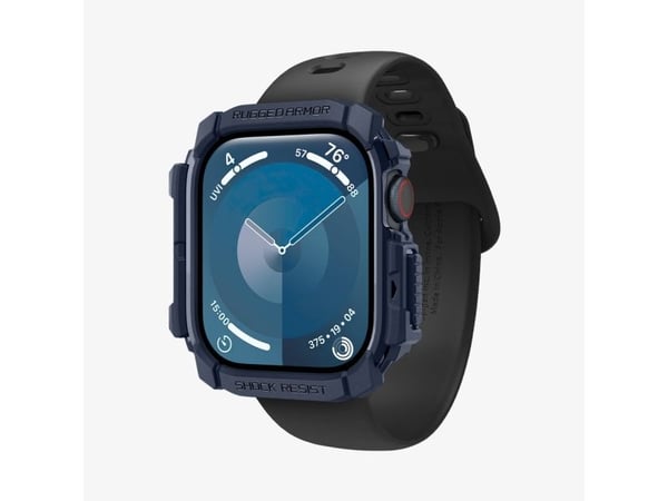 Spigen Rugged Armor, Etui, Smartklokke, Marineblå, Apple, Apple Watch 10 (42mm), Termoplastisk polyuretan (TPU)