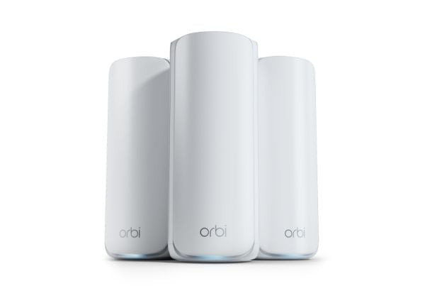 NETGEAR Orbi 770 Series RBE773 - Wi-Fi-system - (ruter, 2 utvidere) - inntil 6750 kvadratfot - maske 1GbE, Wi-Fi 7 Multibånd