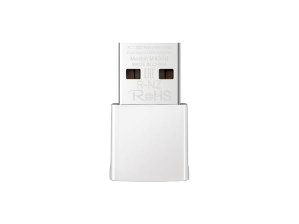 Mercusys MA30N, Koblet med ledninger (ikke trådløs), USB, WLAN, Wi-Fi 5 (802.11ac), 1300 Mbit/s, Hvit