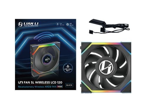 Lian Li UNI FAN SL Wireless LCD Lüfter ARGB PWM - 120 mm svart (12SLCD1W1B)