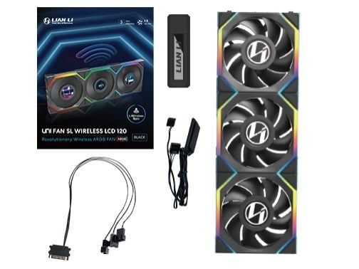 Lian Li UNI FAN SL Wireless LCD - Kabinettvifte - 120 mm - svart (en pakke 3)