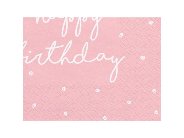Happy birthday servietter, lyserød