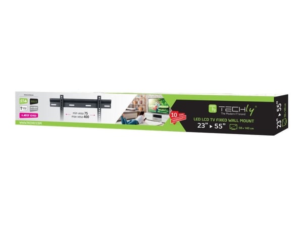 TECHly - Brakett - Ultra-Slim - for flatpanel - svart - skjermstørrelse: 23"-55" - veggmonterbar
