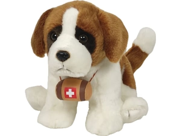 Dubi mjukisdjur hund Bernardyn med korg, gosedjur 25 cm