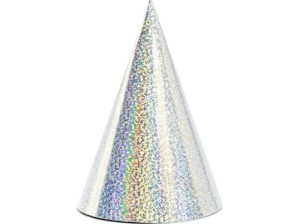 PartyDeco CZAP6-018, Festhatt, Sølv, Bursdag, 160 mm, 10 cm, 6 stykker
