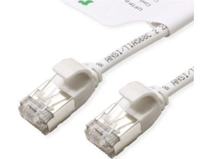 Roline patchkabel GREEN F/UTP Cat.6A (klasse EA), LSOH, svært tynn, hvit, 0,5 m