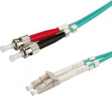 Value Fibre Optic Jumper Cable, 50/125µm, LC/ST, OM3, turquoise 5 m, LC, ST