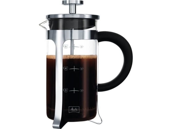 Melitta French Press Premium, Pressopannu, Musta, Ruostumaton teräs, Läpinäkyvä, 8 kuppia, Lasi, Ruostumaton teräs