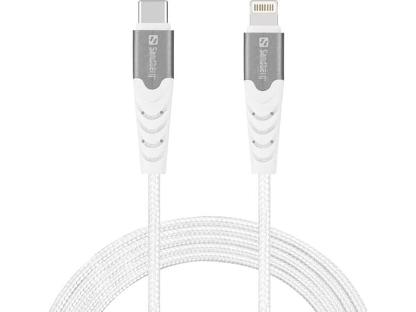 Sandberg - Lightning-kabel - 24 pin USB-C hann til Lightning hann - 2 m - MFI-sertifisert - hvit - USB Power Delivery