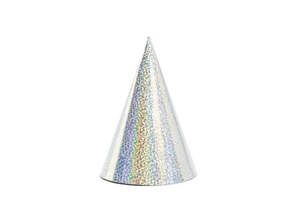 PartyDeco CZAP6-018, Festhatt, Sølv, Bursdag, 160 mm, 10 cm, 6 stykker