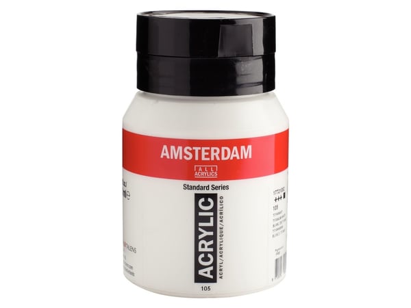 Artequipment Farba akrylowa TALENS AMSTERDAM 500ml 105 - TITANIUM VALKOINEN uniw