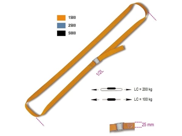 Beta Tools Surringsstropper med strammespenne, lukket LC 200 kg, laget av høykvalitets polypropylen 1,5 m (8188F) Beta Tools Surringsstropper med strammespenne, lukket LC 200 kg, laget av høykvalitets polypropylen 1,5 m (8188F)