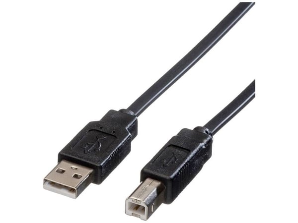 ROLINE 1.8m USB2.0-A/USB2.0-B, 1,8 m, USB A, USB B, USB 2.0, Hankjønn/hunkjønn, Svart