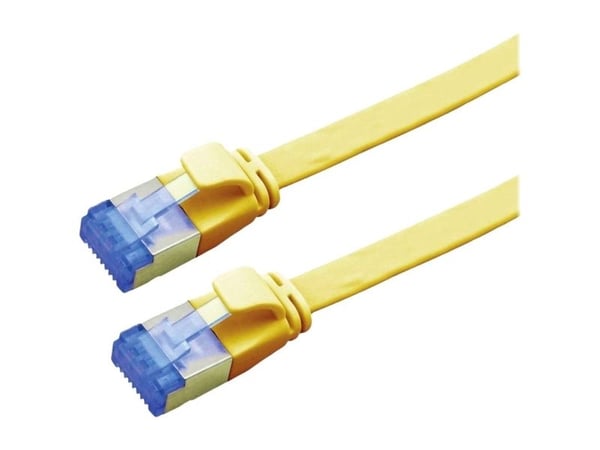 Verdi VALUE FTP patchkabel, kat. 6A (klasse EA), ekstra flat, gul, 0,5 m