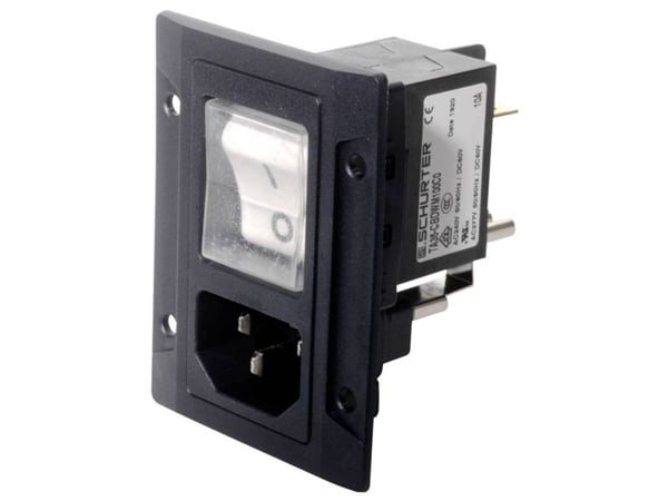 Schurter 3-108-454 IEC-liitin Pistoke, suora Kokonaisnapaluku: 3 10 mA Musta 1 kpl