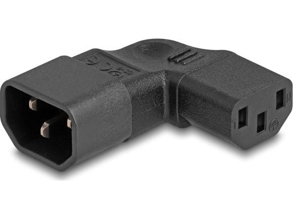 DeLOCK verkkovirtasovitin IEC 60320 - C14-C13 pistorasia 10 A 90° vasen oikea, Sort