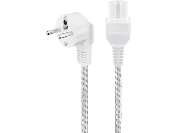 TRITON Strömförsörjningskabel för värmeapparater, 2 m, vit/silver - Kabellängd 2 m