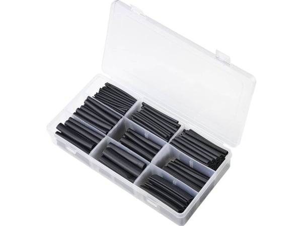Conrad TC-9508156, Kutistesukka, musta, Polyeteeni, 300 kpl, 3:1, 80 - 125 °C