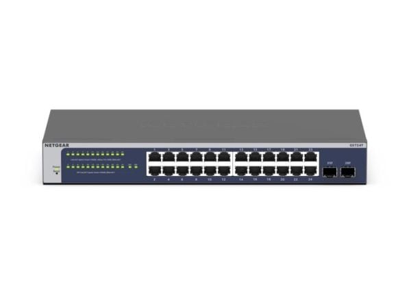 NETGEAR GS724T - Version 6 - switch - L3 Lite - smart - 24 x 10/100/1000 + 2 x SFP - stasjonær, rackmonterbar