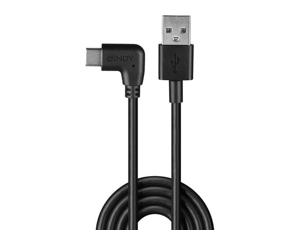 Lindy USB 2.0 tyyppi A-C kaapeli 90° kulmassa 1.0m (32001)