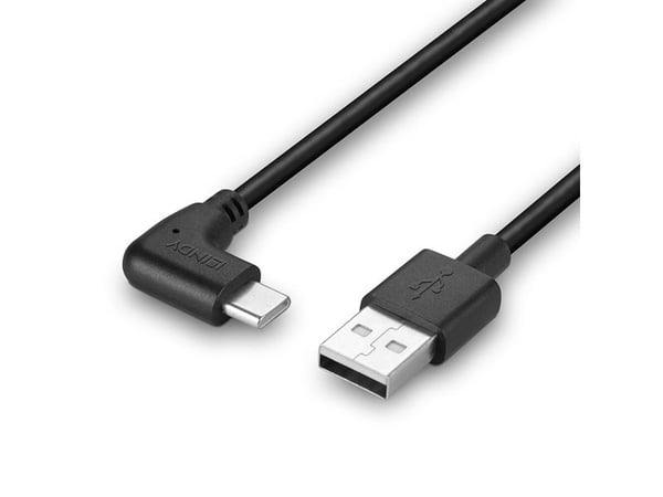Lindy USB 2.0 tyyppi A-C kaapeli 90° kulmassa 1.0m (32001)
