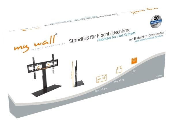 myWall HP 2 BRA, 81,3 cm (32"), 177,8 cm (70"), 100 x 100 mm, 600 x 400 mm, Metall, Herdet glass, Svart