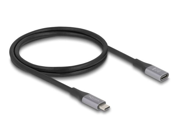 Delock - USB-forlengelseskabel - 24 pin USB-C (hann) til 24 pin USB-C (hunn) - USB 2.0 / USB 3.2 / USB4 / Thunderbolt 3 - 48 V - 5 A - 1 m - opp ti...