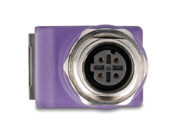 Delock - Nettverksadapter - 4 pin M12-D (hunn) gjenget til RJ-45 (hunn) vinklet - STP - CAT 5e - D-coded - fiolett