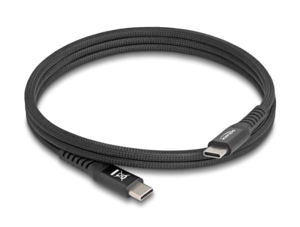 Delock USB 2.0-kabel USB Type-C hann til hann med magnetisk tekstilbelegg PD 3.0 60 W 1 m