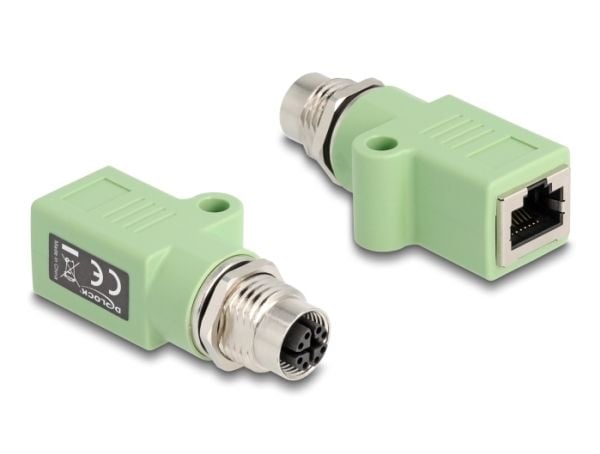Delock - Nettverksadapter - 8 pin M12-X (hunn) rett til RJ-45 (hunn) rett - STP - CAT 5e - X-coded - grønn