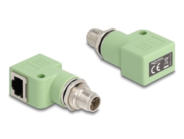 Delock - Nettverksadapter - 8 pin M12-X (hann) gjenget til RJ-45 (hunn) vinklet - STP - CAT 5e - X-coded - grønn