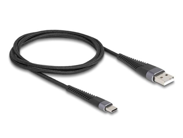 Delock USB 2.0-kabel USB Type-A hann til USB Type-C hann med utvidet kinkbeskyttelse 1 m