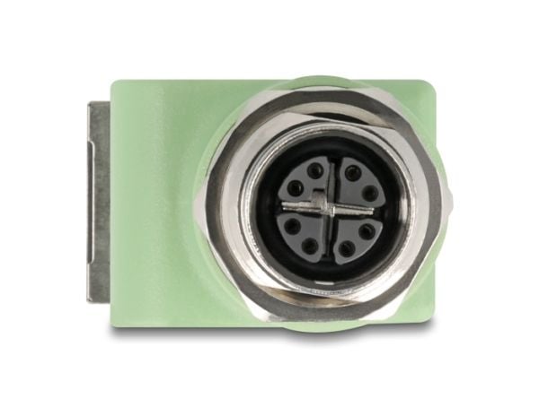 Delock - Nettverksadapter - 8 pin M12-X (hunn) til RJ-45 (hunn) vinklet - STP - CAT 5e - X-coded - grønn