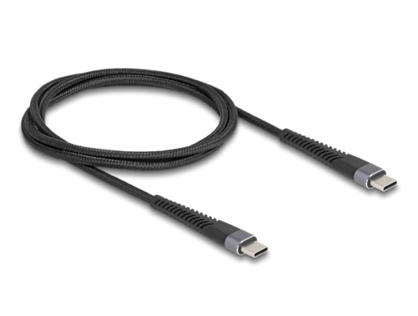Delock - USB-kabel - 24 pin USB-C (hann) til 24 pin USB-C (hann) - USB 2.0 - 20 V - 3 A - 1 m - USB Power Delivery (60W), extended bend protection ...