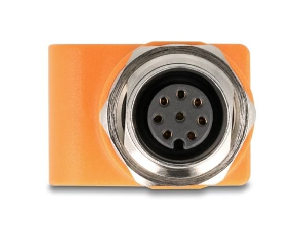 Delock - Nettverksadapter - 8-pins M12 (hunn) gjenget til RJ-45 (hunn) - STP - CAT 5e - A-kodet - oransje
