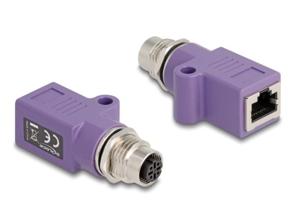 Delock - Nettverksadapter - 4 pin M12-D (hunn) gjenget til RJ-45 (hunn) - STP - CAT 5e - D-coded - fiolett