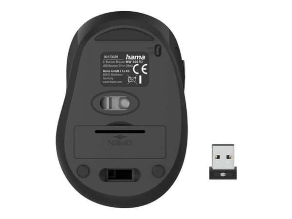 Hama MW-400 V2 - Mus - ergonomisk - høyrehendt - optisk - 6 knapper - trådløs - 2.4 GHz, RF - USB trådløs mottaker - gul