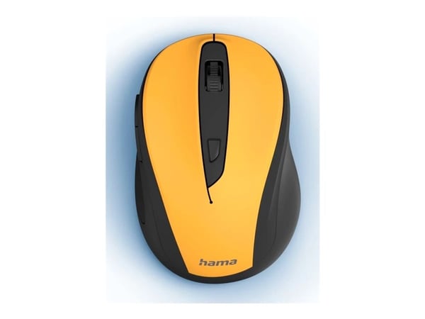 Hama MW-400 V2 - Mus - ergonomisk - høyrehendt - optisk - 6 knapper - trådløs - 2.4 GHz, RF - USB trådløs mottaker - gul