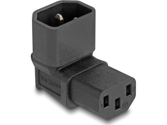Delock - Strømadapter - power IEC 60320 C13 til IEC 60320 C14 - 250 V - 10 A - 90° kontakt - svart