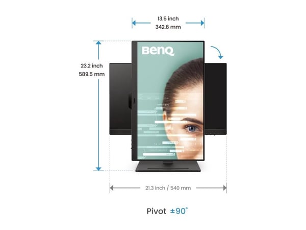 BenQ GW2490T - LED-skjerm - 24" - 1920 x 1080 Full HD (1080p) @ 100 Hz - IPS - 250 cd/m² - 1300:1 - 5 ms - 2xHDMI, DisplayPort - høyttalere