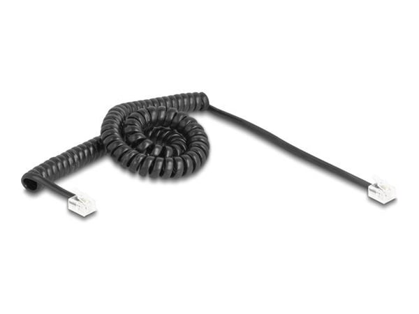 Delock - Telefonkabel - RJ-11 (hann) til RJ-11 (hann) - 3 m - rullet sammen - svart
