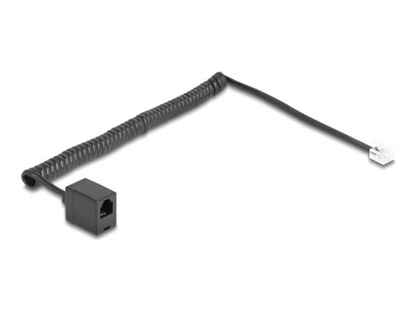 Delock - Telefonkabel - RJ-11 (hunn) til RJ-11 (hann) - 2 m - rullet sammen - svart