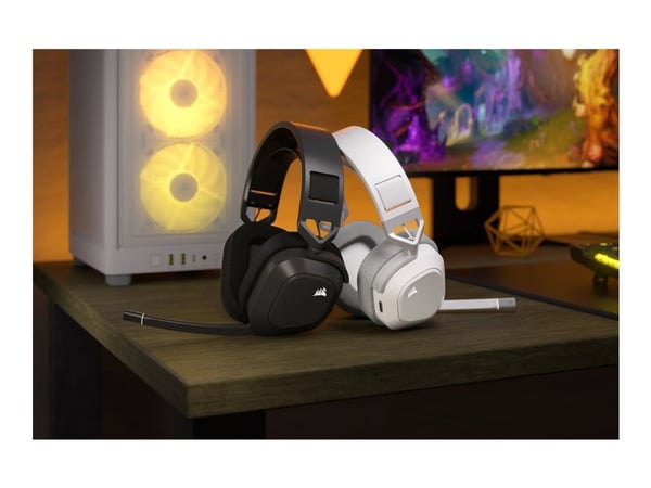 CORSAIR Gaming HS80 MAX WIRELESS - Hodesett - full størrelse - 2,4 GHz - trådløs - USB - stålgrå