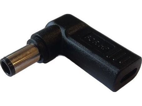 CoreParts - Adapter för effektkontakt - USB-C (hona) rak till DC-jack 7,4 x 5,0 mm (hane) vinklad - USB Power Delivery (90W) - svart