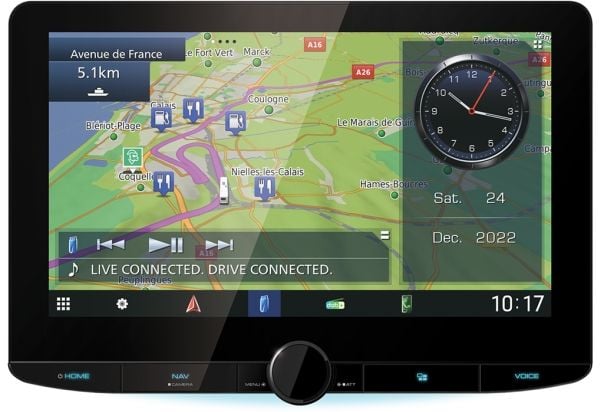 Kenwood DNR992RVS - Navigasjonssystem - display - 10.1" - berøringsskjerm - enhet i instrumentbordet - Double-DIN
