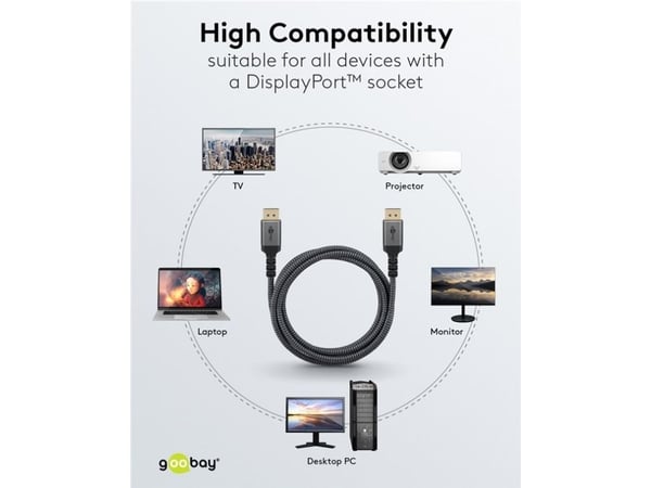 Goobay 75686, 3 m, DisplayPort, DisplayPort, Uros, Uros, 10240 x 4320 pikseliä