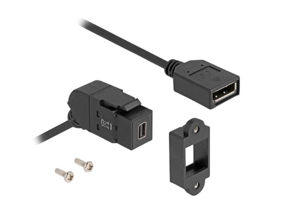 Delock - DisplayPort-kabel - DisplayPort (hunn) til Mini DisplayPort (hunn) angled, keystone - DisplayPort 1.2 - 30 cm - 8 K 30 Hz (7680 x 4320) st...