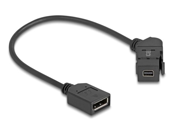 Delock - DisplayPort-kabel - DisplayPort (hunn) til Mini DisplayPort (hunn) angled, keystone - DisplayPort 1.2 - 30 cm - 8 K 30 Hz (7680 x 4320) st...