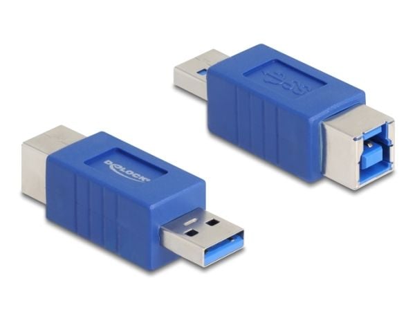 Delock - USB-adapter - USB-type A (hann) til USB Type B (hunn) - crossed pin assignment, up to 5 Gbps data transfer rate - blå