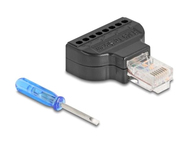 Delock RJ45-pistoke riviliittimeen ruuvimeisselillä Cat.5e